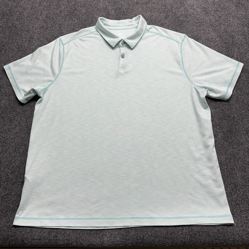 Tommy Bahama Polo Shirt Mens 2XL Blue Performance Golf Stretch Supima Blend